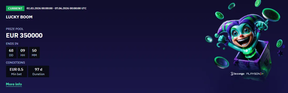 Lucky Boom tournament — EUR 350,000 prize pool